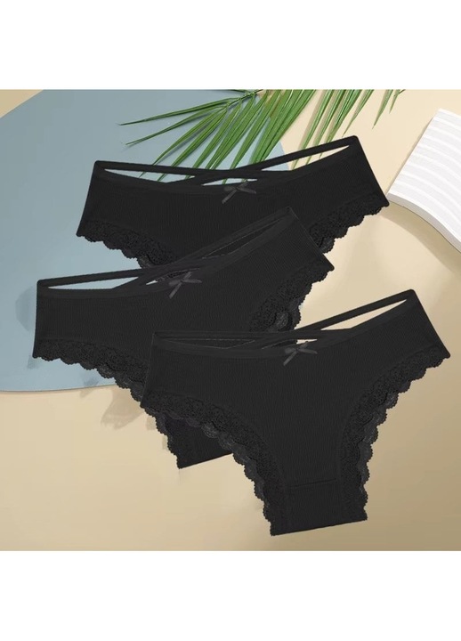 Комплект от 3 чифта дамски бикини, PICADILI, Черни, Черен