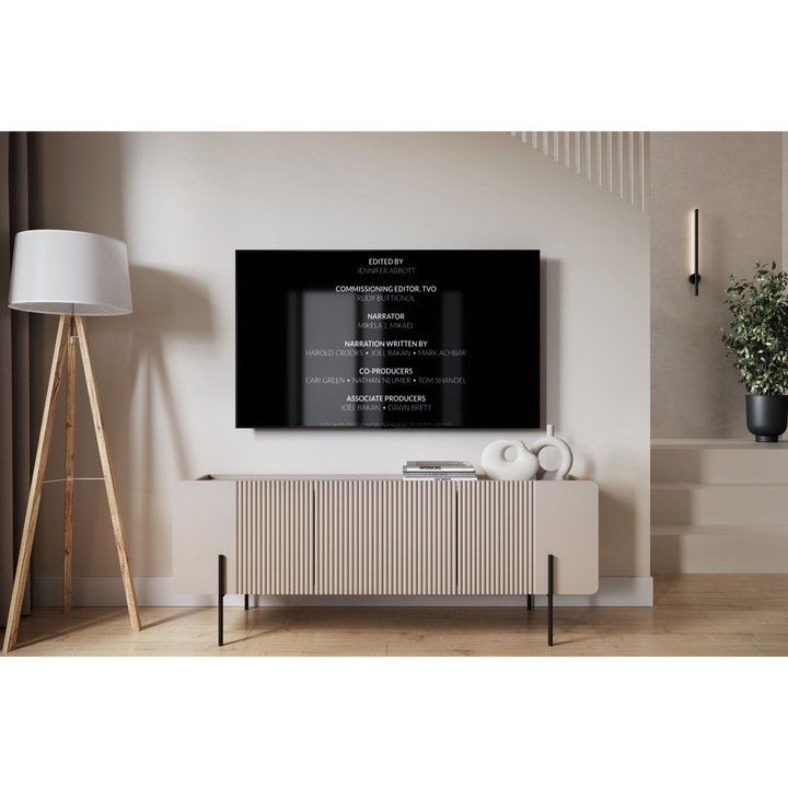Comoda TV Malmi, 150x57x42cm, 2 rafturi, suflada, culoare kasmir, finisaj mat