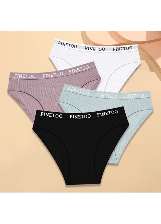 Комплект 4 броя дамски бикини, PICADILI, Многоцветен, Бял/Черен/Сив/Лилав