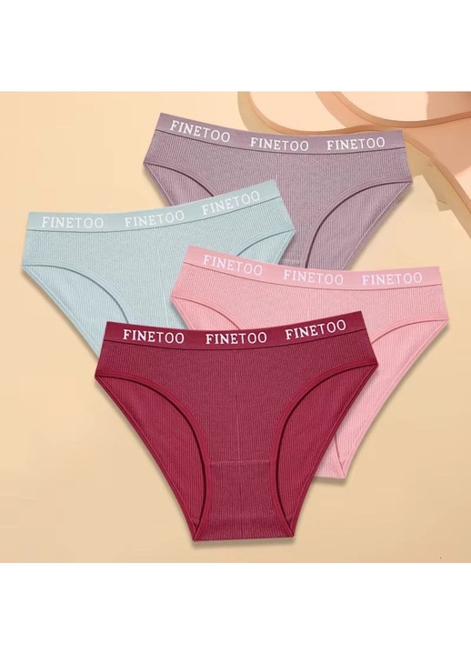 Комплект 4 броя дамски бикини, PICADILI, памук, многоцветни, Сив/Лилав/Розово