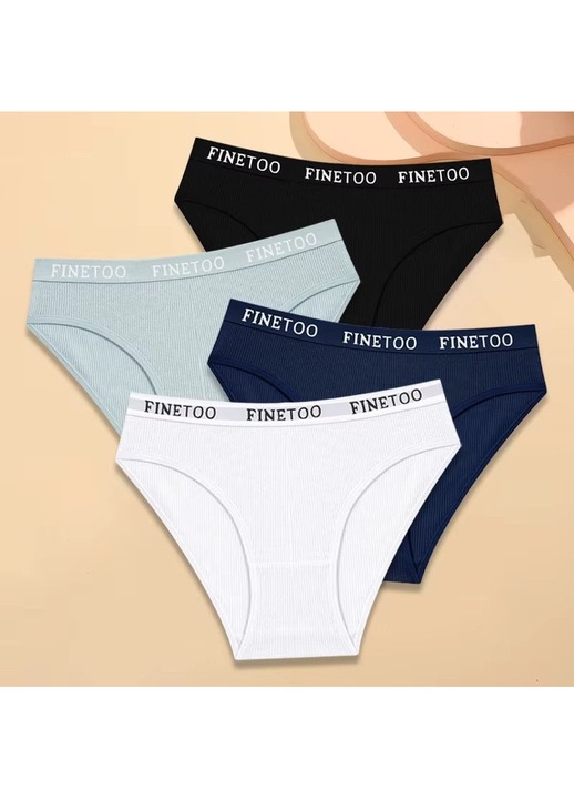 Комплект дамски бикини, PICADILI, Многоцветен, 4 броя, Бял/Черен/Сив/Тъмносин