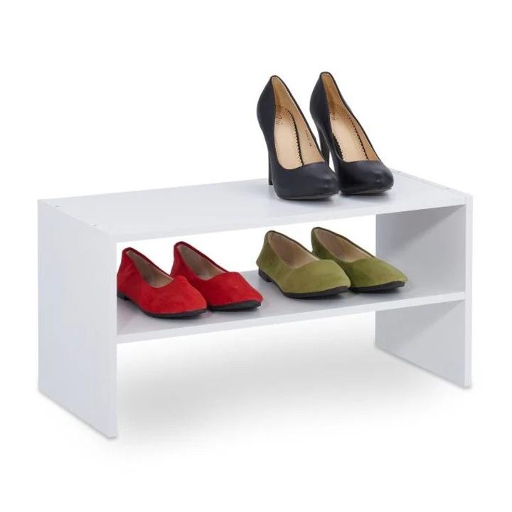 B2X cipőtartó állvány, 2 polcos, fehér, 71,5x36,5x7,9cm