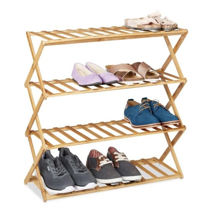 Northix összecsukható bambusz cipőtartó, 12 pár, bambusz szín