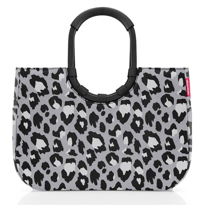 Geanta de dama Reisenthel Loopshopper L, negru, manere din aluminiu, material reciclat, volum 25L