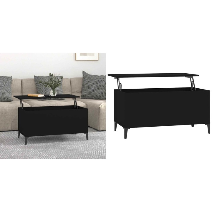 Masuta de cafea, negru, 90x44, 5x45 cm, lemn compozit