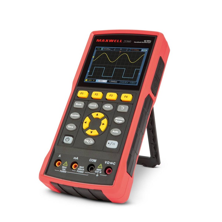 Osciloscop Portabil MAXWELL 3.5 inch LCD Color AC/DC 400V 40MHz 2 Canale cu Acumulator