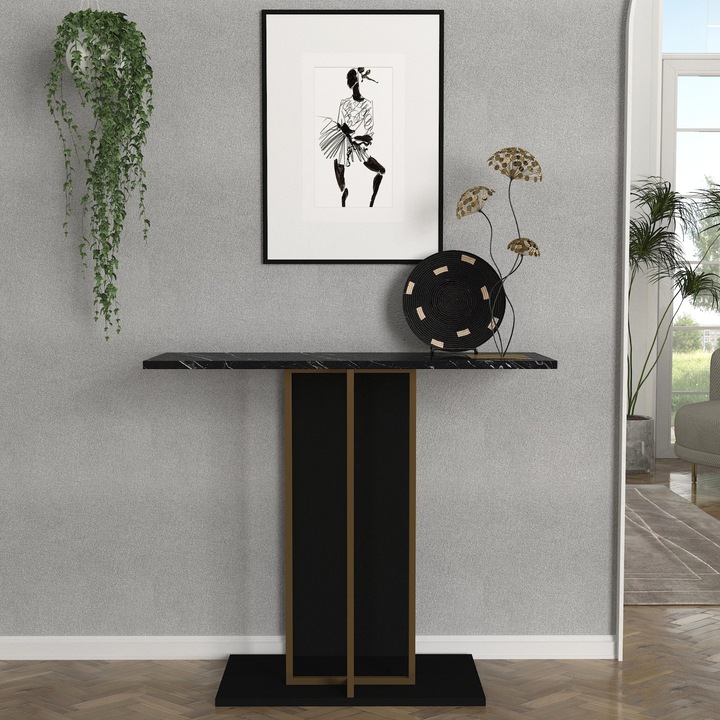 Декоративна маса UnicUtil, Brandy, покритие Black Marble, 90x29.6x76.8см