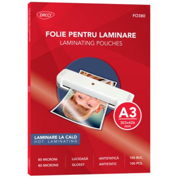 Folie laminare A3 80 microni 100/top DACO