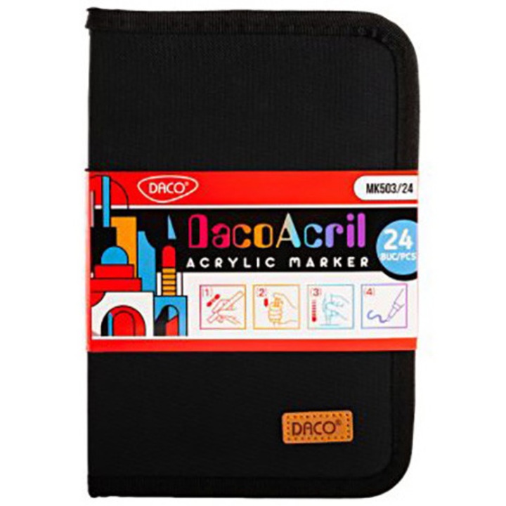 Акрилен маркер DACO, Комплект 24 в папка
