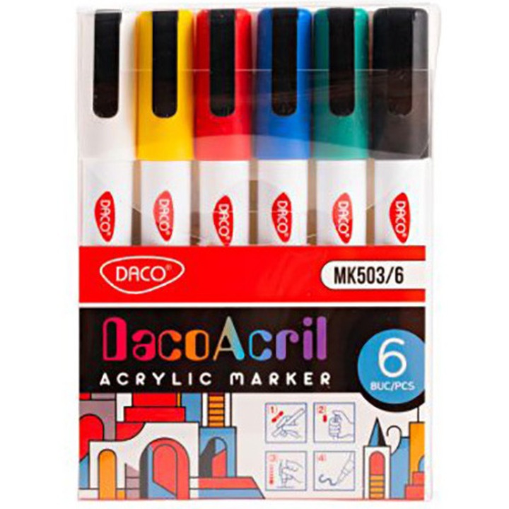Акрилен маркер DACO, Комплект 6