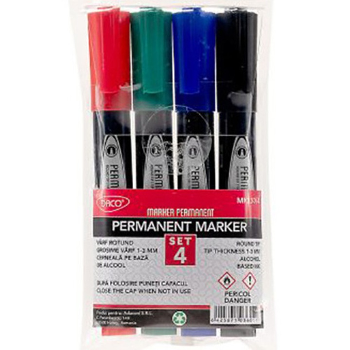 Комплект перманентни маркери DACO, 4 броя