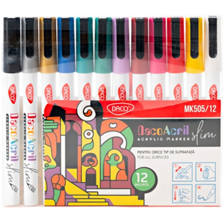 Акрилен маркер DACO SLIM, Комплект 12