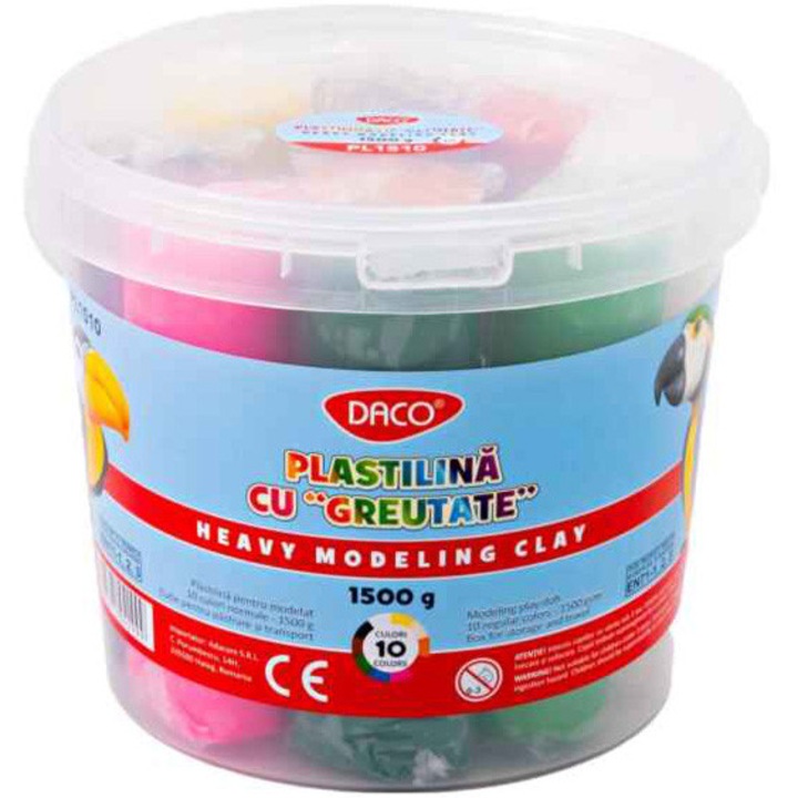 Пластелин DACO, 10 цвята, 1500 гр