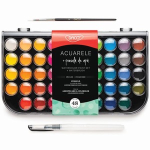 Acuarele, pensule si blocuri de desen