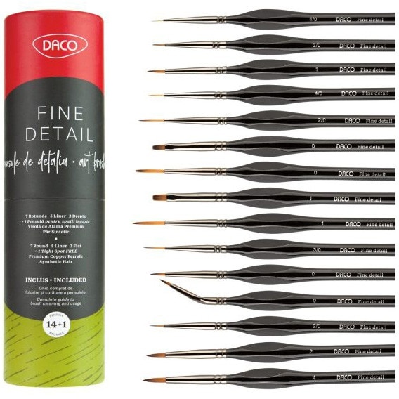 Pensule set 14+1 pentru miniatura si detaliu