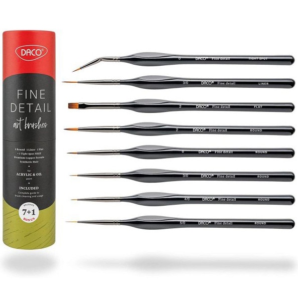 Pensule set 7+1 pentru miniatura si detaliu