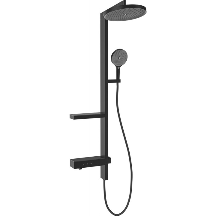Комплект за душ за повърхностен монтаж Mexen Dizzy с душ пита и смесител, черен - 78104-70