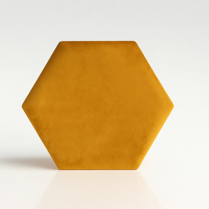 Panou decorativ ARTIS HEKSAGON, velur, auriu, 35x40cm, set de panouri tapicerate