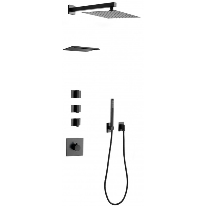 Mexen Boka комплект за вграден душ, черен - 7603-03-70