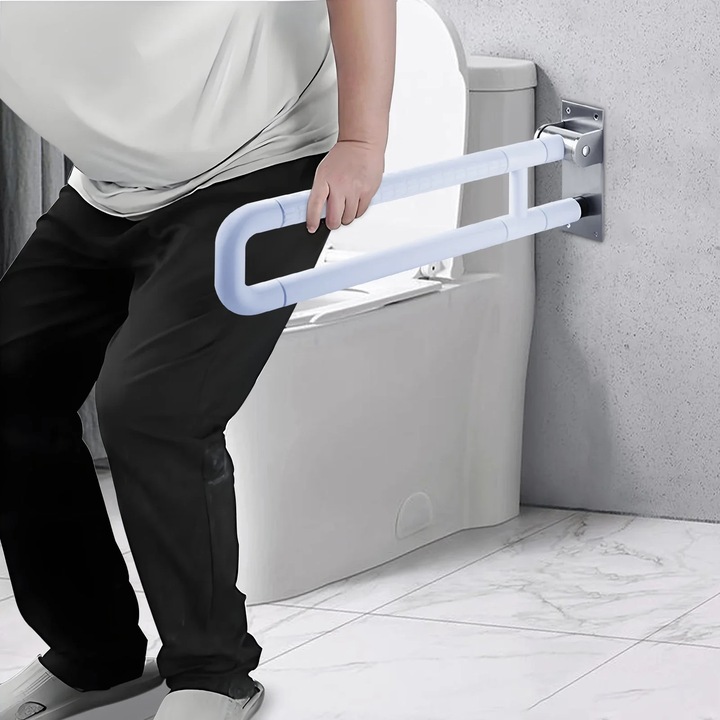 Maner de suport, constructie din otel inoxidabil, capacitate 500 lbs, alb, 60x8x20cm