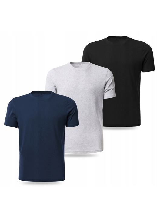 Set tricouuri clasic barbati, Moraj, maneca scurta, pachet de 3, multicolor, bumbac