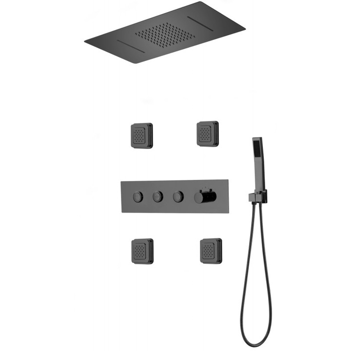 Mexen Soler beépített zuhanygarnitúra, fekete - 7601-04-70