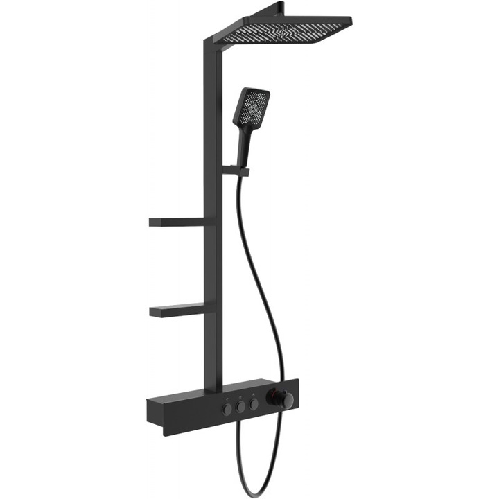Mexen Saxx комплект за душ за повърхностен монтаж с душ глава и смесител, черен - 78102-70