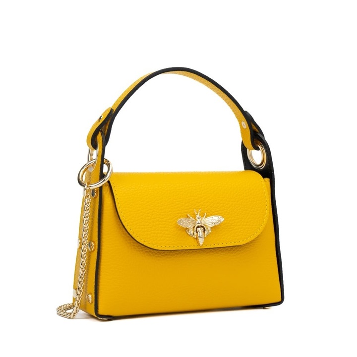 Poseta Piele Alma - Galben, Geanta Casual din Piele Naturala, Geanta, Genti