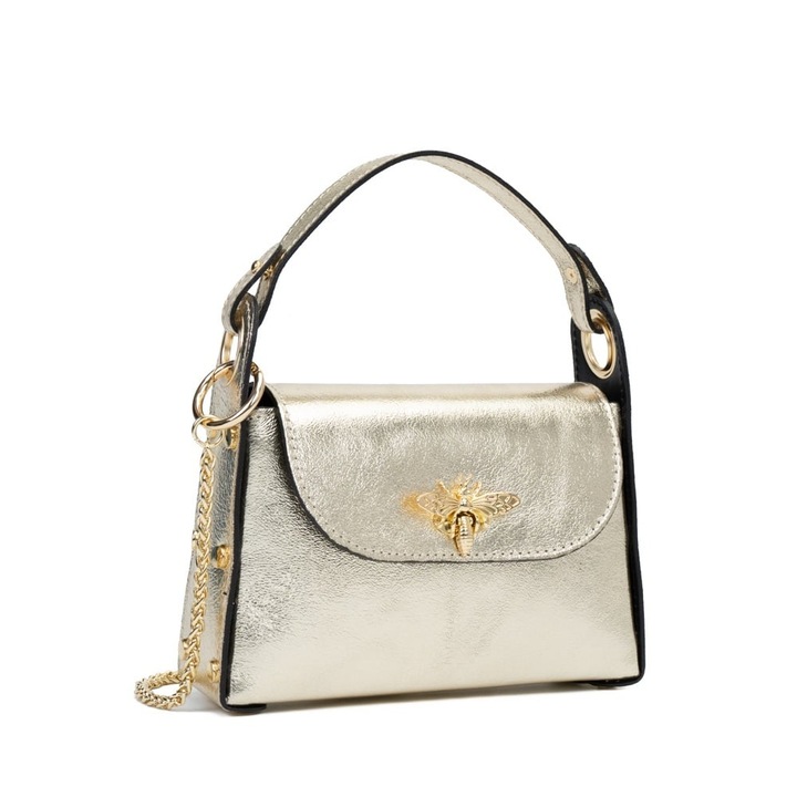 Poseta Piele Alma - Auriu, Geanta Casual din Piele Naturala, Geanta, Genti