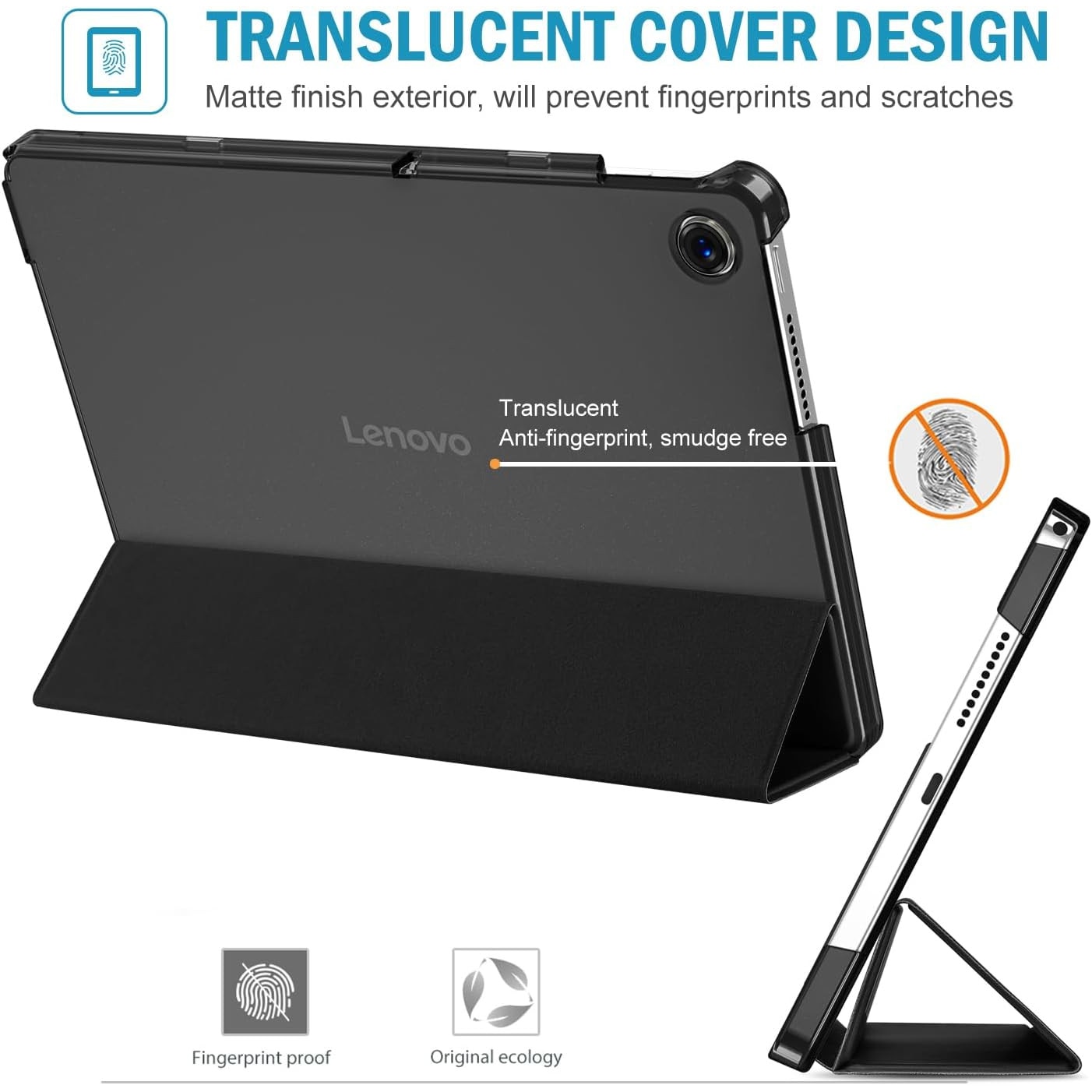Husa Sigloo pentru tableta Lenovo Tab 10.1" - Negru, Piele Ecologica, Slim, Tri-Fold