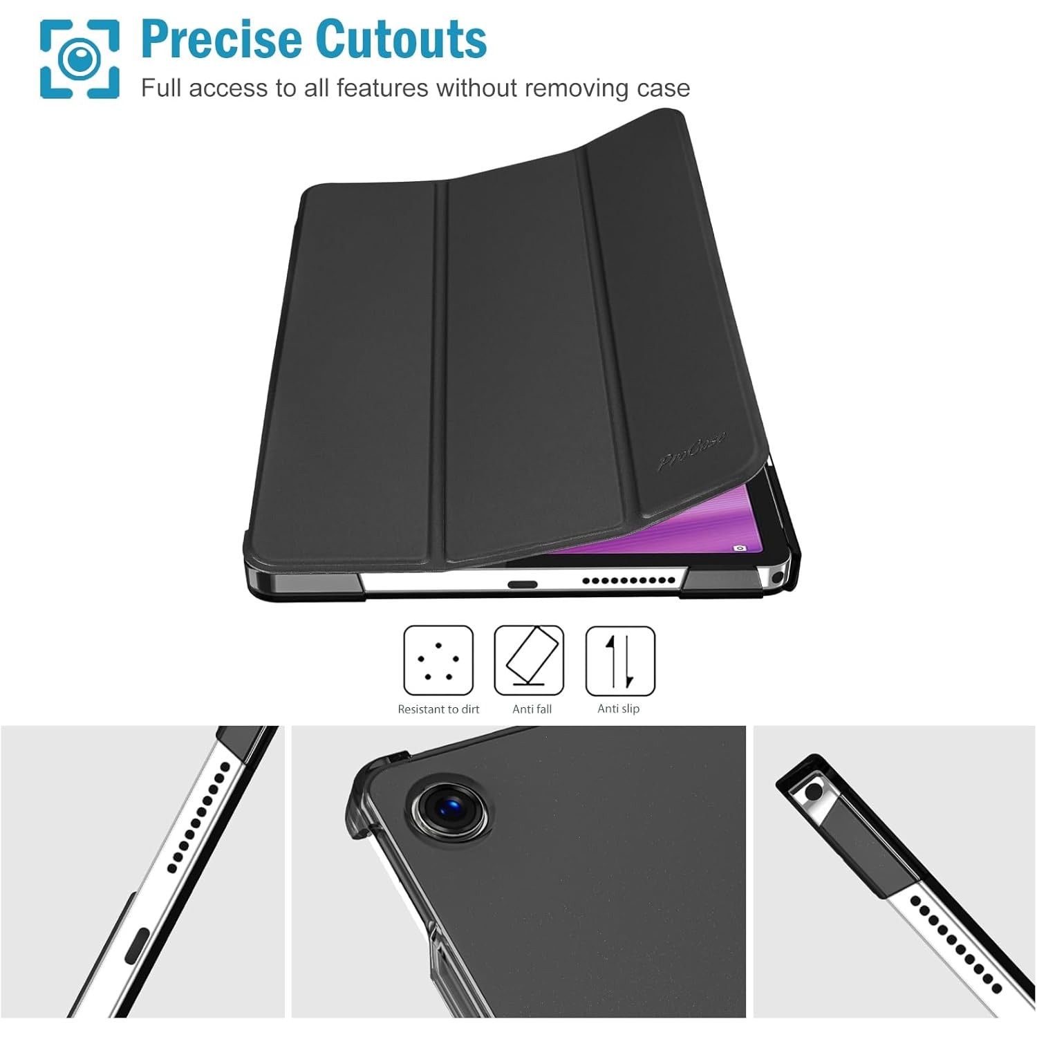 Husa Sigloo pentru tableta Lenovo Tab 10.1" - Negru, Piele Ecologica, Slim, Tri-Fold