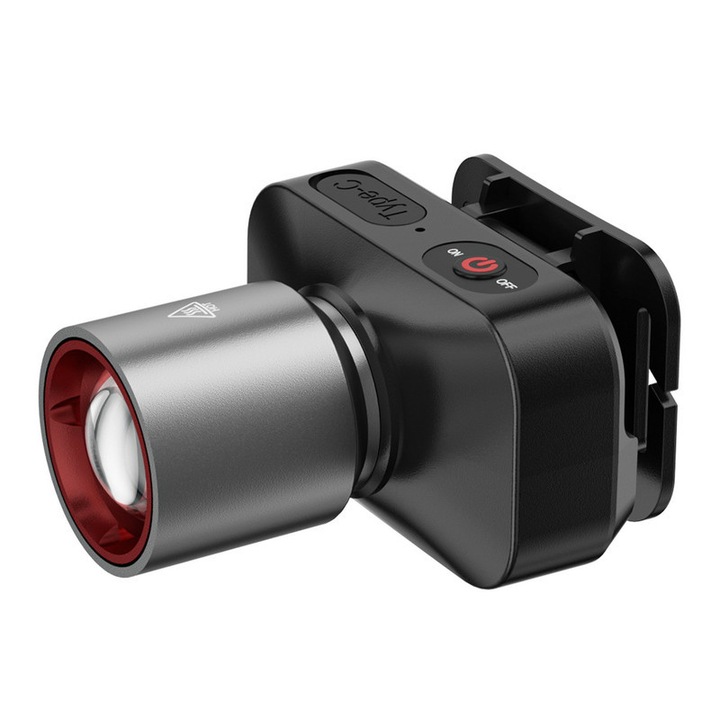 LED челник, 10W, водоустойчив IPX4, черен, с бял лазер и телескопично увеличение