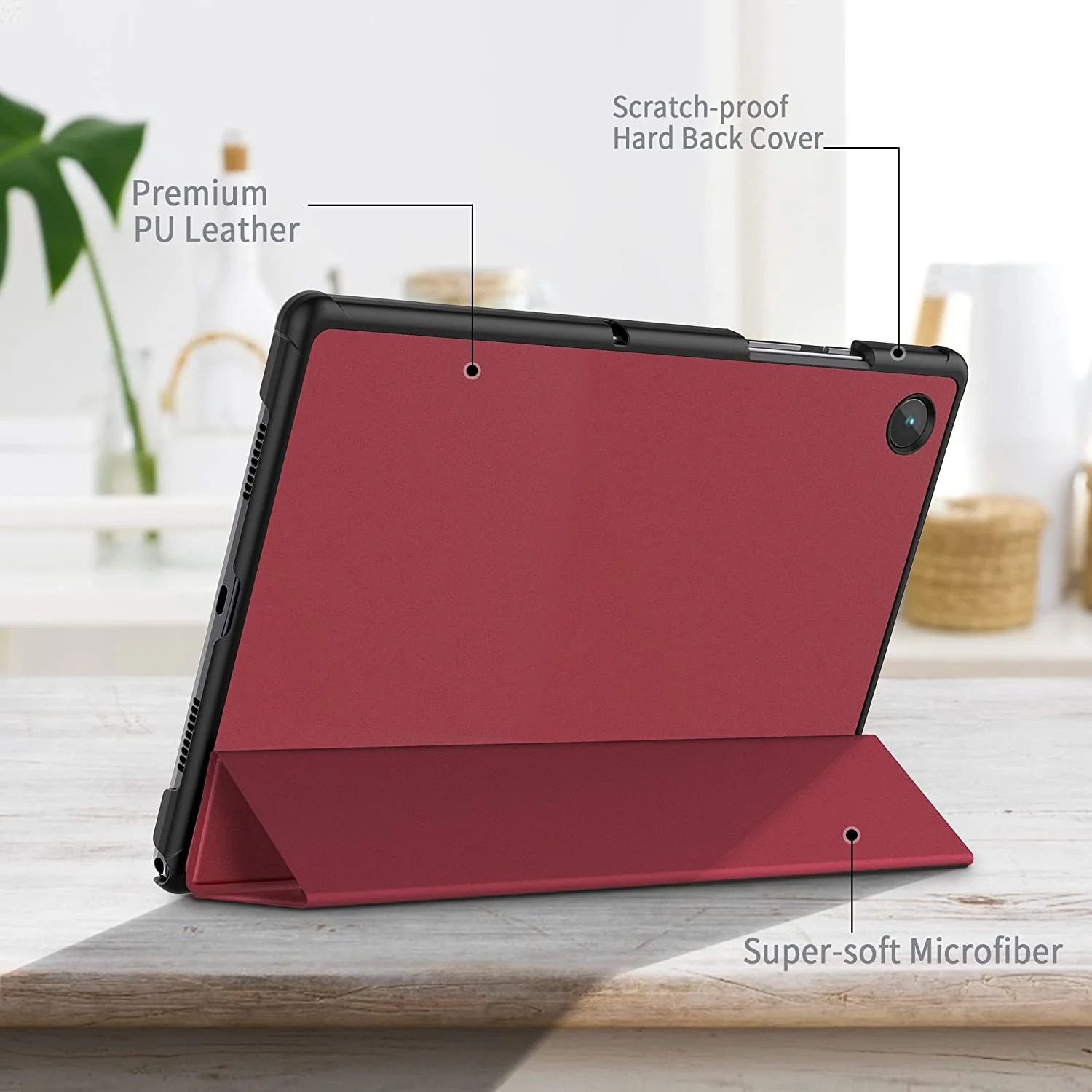 Husa Sigloo pentru tableta Lenovo Tab 10.1" 2025 TB311 – Slim, Tri-Fold Magnetic, Piele Ecologica, Stand Reglabil, – Burgundy