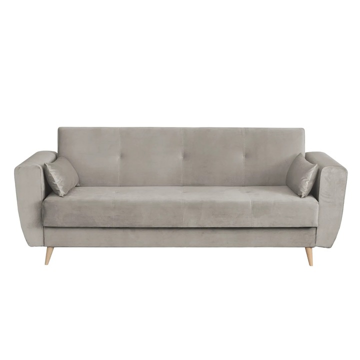 Canapea extensibila Expomob SIENA I, 3 locuri, cu arcuri si lada depozitare, dimensiune 225x85x95 cm, culoare bej