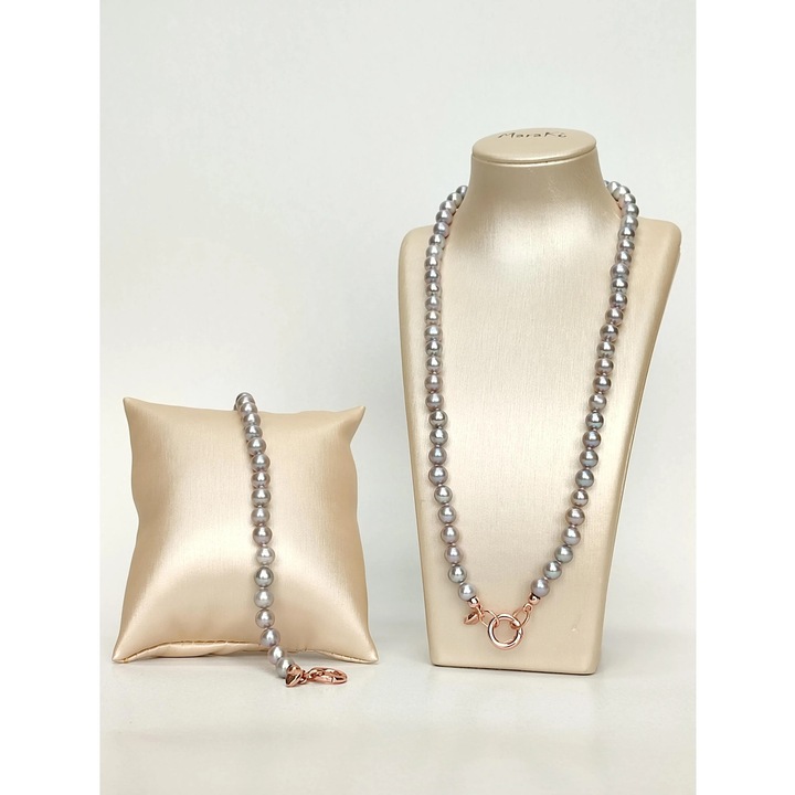 Set Romance din perle de cultura gri