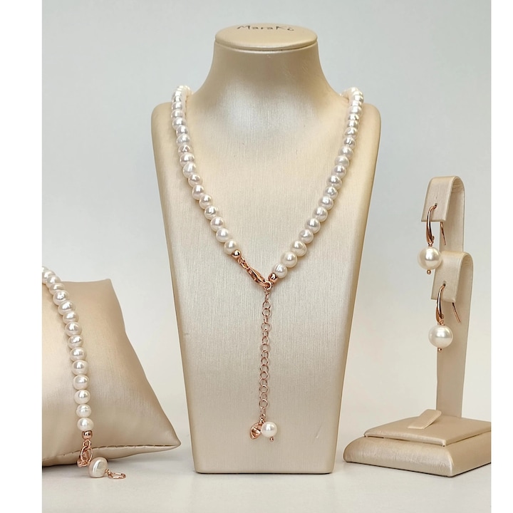 Set Royal din perle de cultura albe