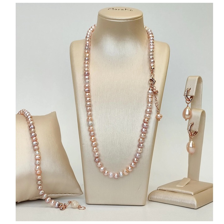 Set Royal din perle de cultura roz