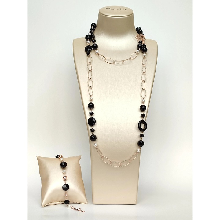 Set Style din perle si agat negru