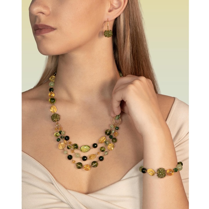 Set Diva din cuart verde multicolor