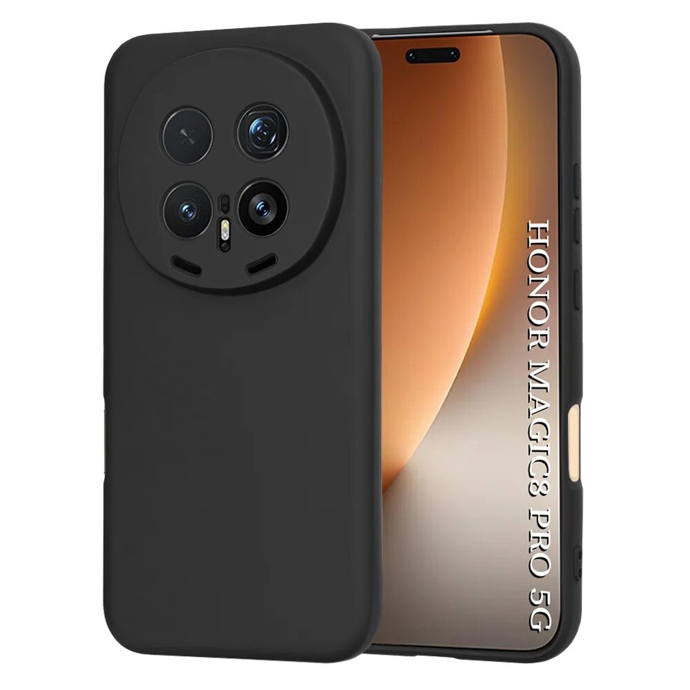 Husa pentru Honor Magic8 Pro, SKYDDAR INNOVATION, din Silicon Catifelat, SoftElegance, set cu sticker, Negru