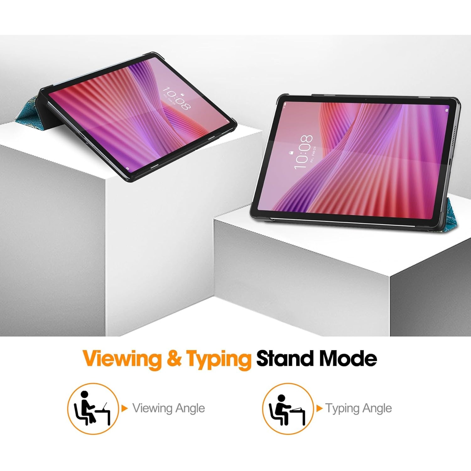 Husa Sigloo pentru tabletă Lenovo Tab 10.1", Piele Ecologică, Slim, Tri-Fold, model Painted Tree