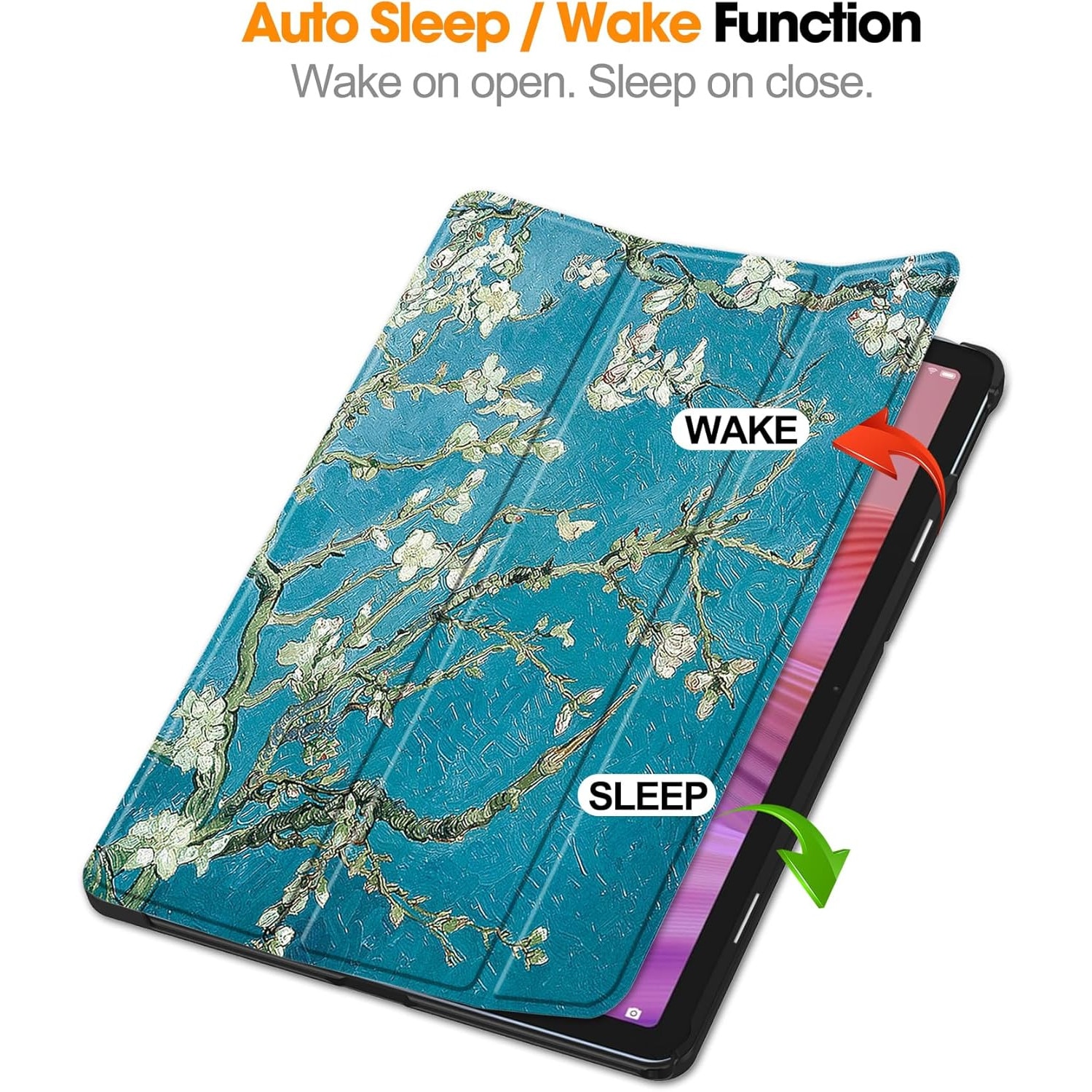 Husa Sigloo pentru tabletă Lenovo Tab 10.1", Piele Ecologică, Slim, Tri-Fold, model Painted Tree