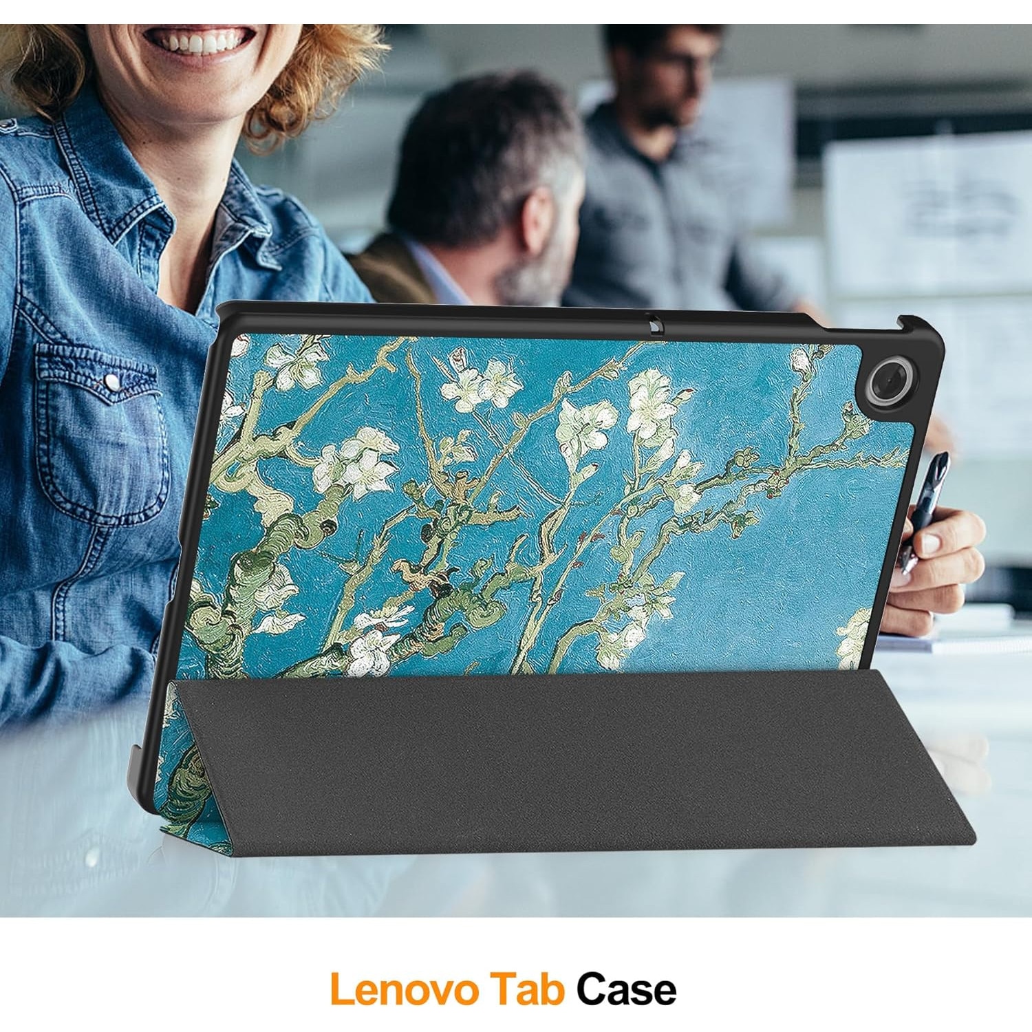 Husa Sigloo pentru tabletă Lenovo Tab 10.1", Piele Ecologică, Slim, Tri-Fold, model Painted Tree