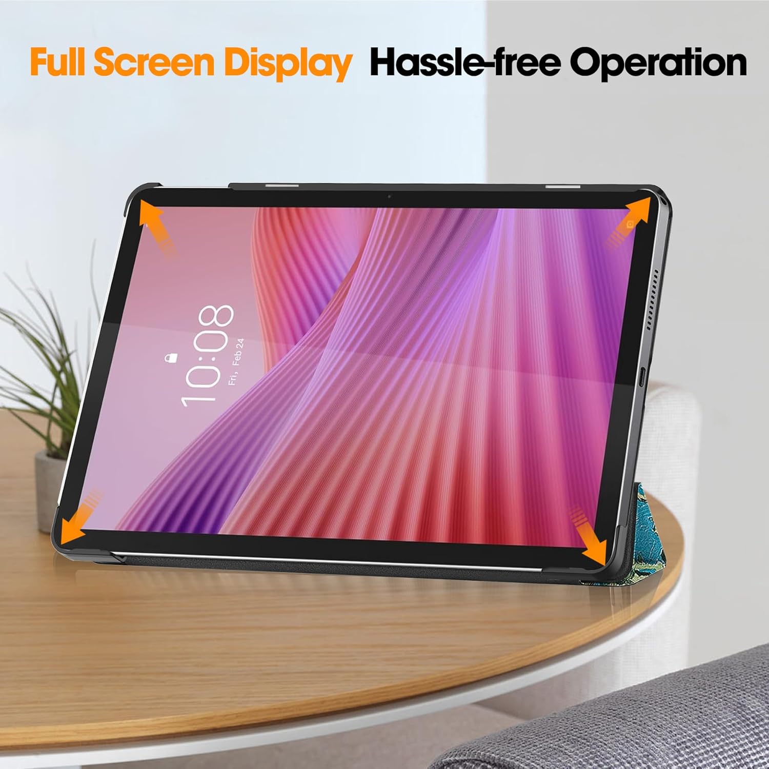 Husa Sigloo pentru tabletă Lenovo Tab 10.1", Piele Ecologică, Slim, Tri-Fold, model Painted Tree