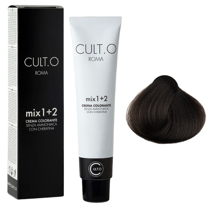 Professzionális tartós hajfesték - 4.0 intenzív gesztenyebarna árnyalat (Intenzív természetes) 60 ml, 1:2 keverék, Cult.O, Faipa