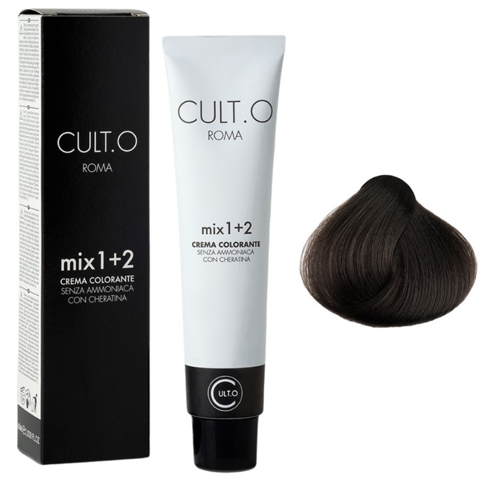 Professzionális tartós hajfesték - 5.0 világos intenzív gesztenye árnyalat (természetes intenzív) 60 ml, 1:2 keverési arány, Cult.O, Faipa