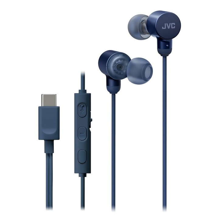Casti JVC HA-FR29UC-A-U, Cu fir, In-Ear, Microfon, USB-C, Functie Mod Sunet, Husa, albastru