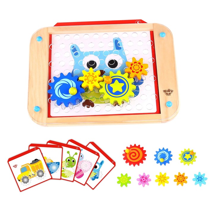 Joc educativ Tooky Toy set interactiv lemn 3 ani multicolor