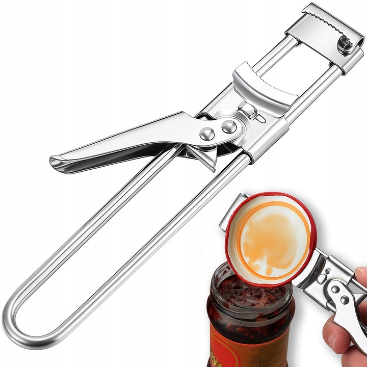 Állítható konzervnyitó rozsdamentes acélból, 19,8 cm, 2,5-10 cm-es fedelekhez, ezüst