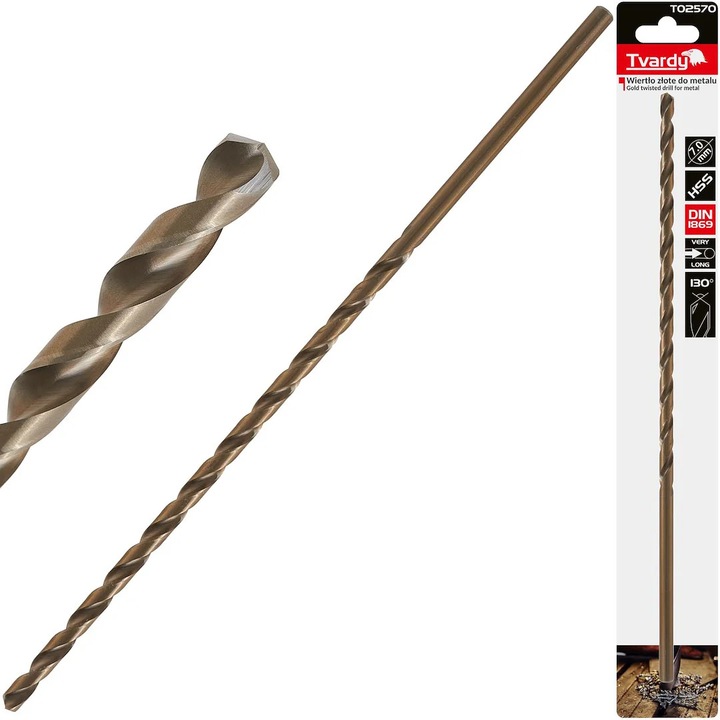 Burghiu HSS pentru metal, 7 x 290 mm, DIN1869, Tvardy T02570